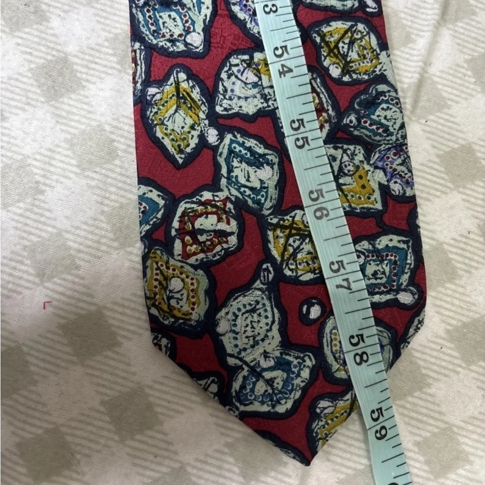 Tino Cosma 100% Italian Silk Necktie Red And Blue Pattern